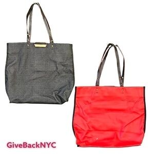 Unique Rachel Roy Black Red Tote Bag